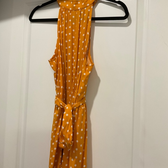 Golden yellow and white polka dot maxi dress - Picture 2 of 3